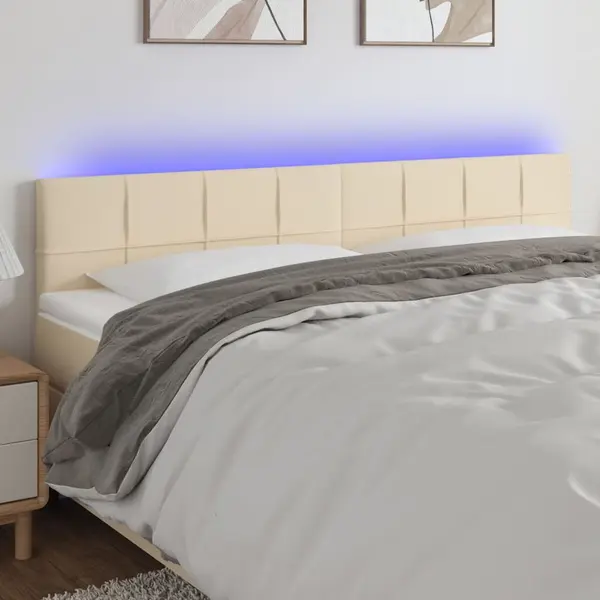 Gossi tablie de pat cu led, crem, 180x5x78/88 cm, textil