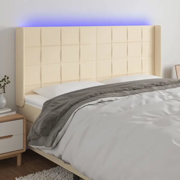 Gossi tablie de pat cu led, crem, 183x16x118/128 cm, textil
