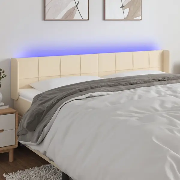 Gossi tablie de pat cu led, crem, 183x16x78/88 cm, textil