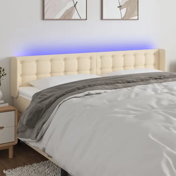 Gossi tablie de pat cu led, crem, 183x16x78/88 cm, textil