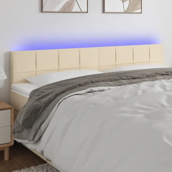 Gossi tablie de pat cu led, crem, 200x5x78/88 cm, textil