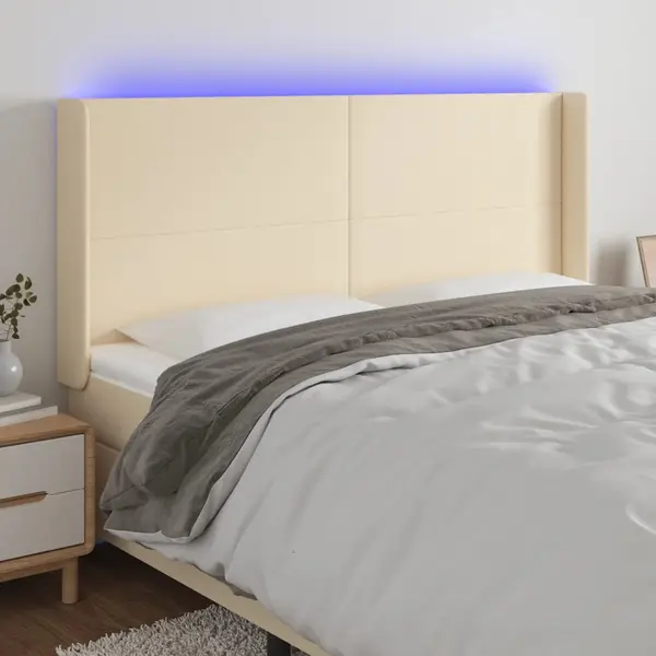 Gossi tablie de pat cu led, crem, 203x16x118/128 cm, textil