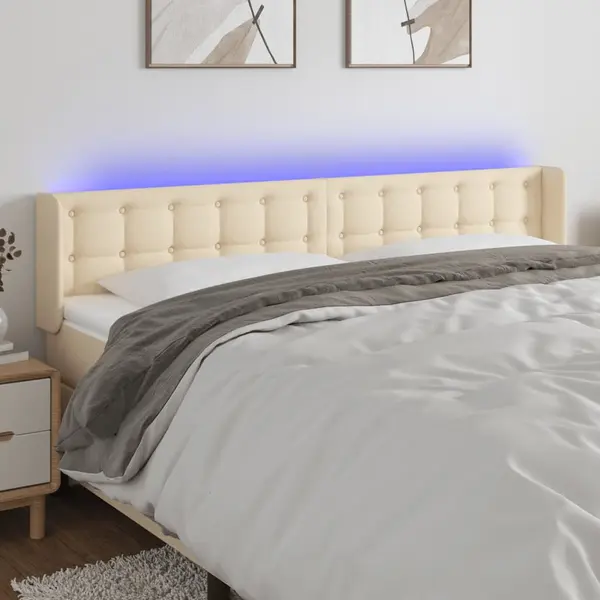 Gossi tablie de pat cu led, crem, 203x16x78/88 cm, textil
