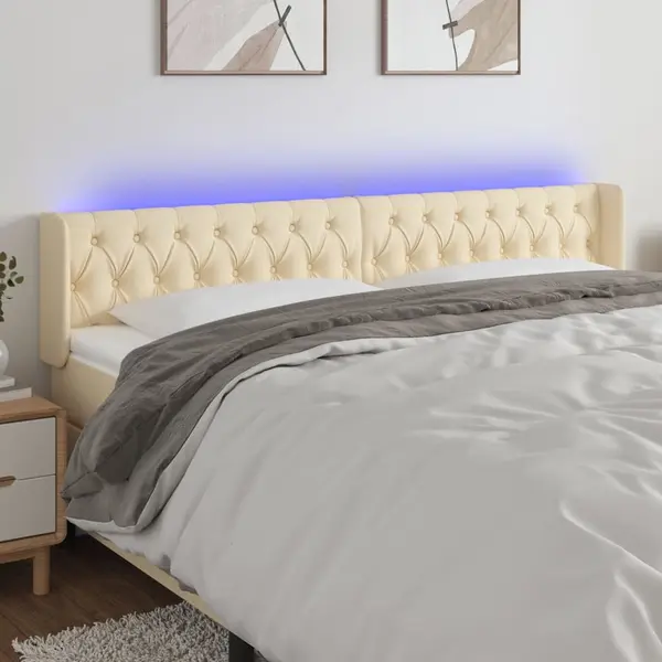 Gossi tablie de pat cu led, crem, 203x16x78/88 cm, textil