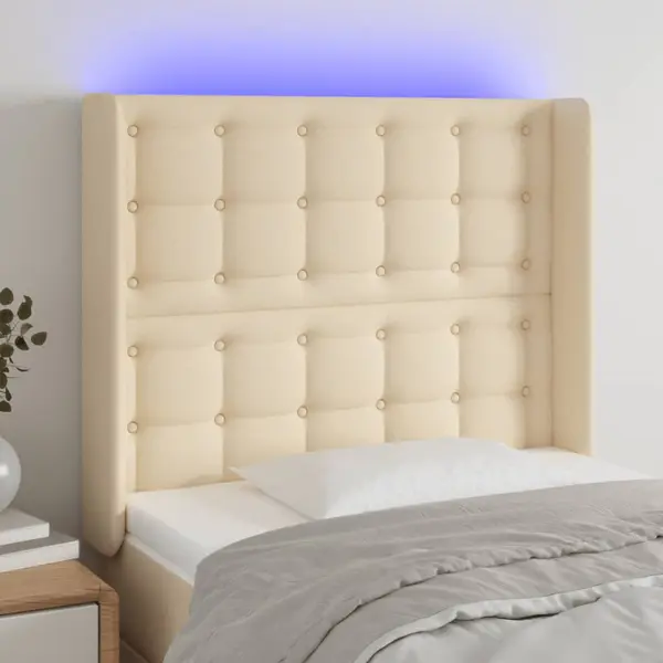 Gossi tablie de pat cu led, crem, 83x16x118/128 cm, textil