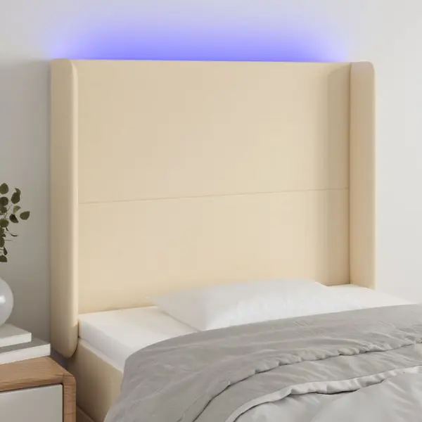 Gossi tablie de pat cu led, crem, 83x16x118/128 cm, textil
