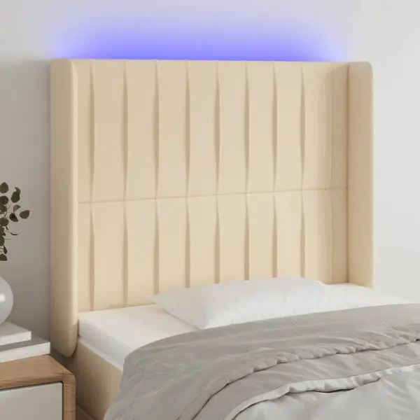 Gossi tablie de pat cu led, crem, 83x16x118/128 cm, textil