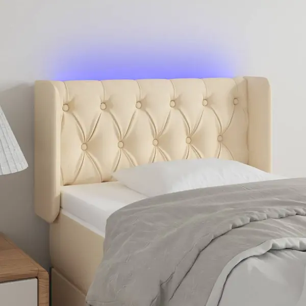 Gossi tablie de pat cu led, crem, 83x16x78/88 cm, textil