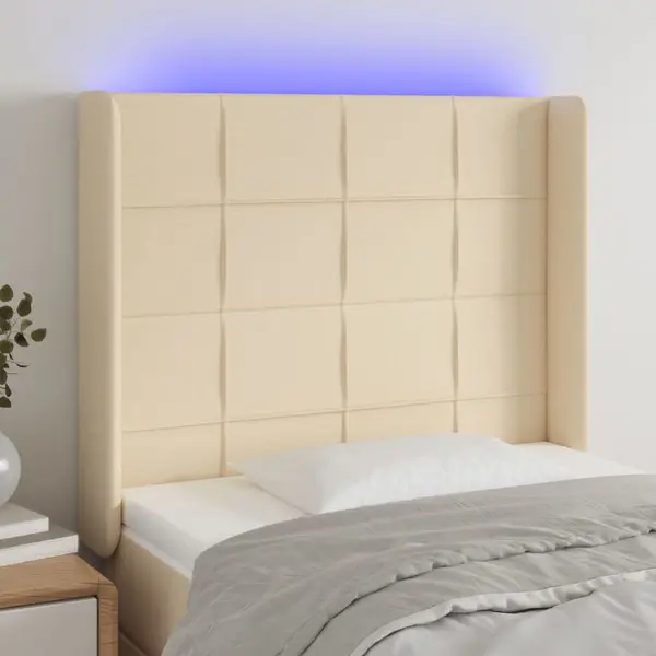 Gossi tablie de pat cu led, crem, 93x16x118/128 cm, textil