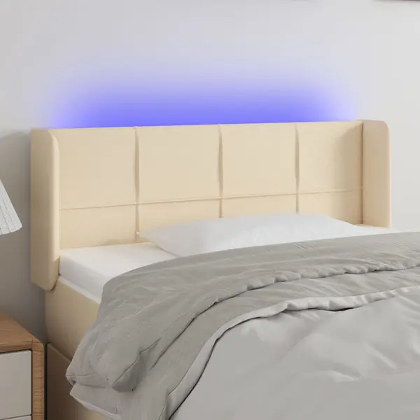 Gossi tablie de pat cu led, crem, 93x16x78/88 cm, textil