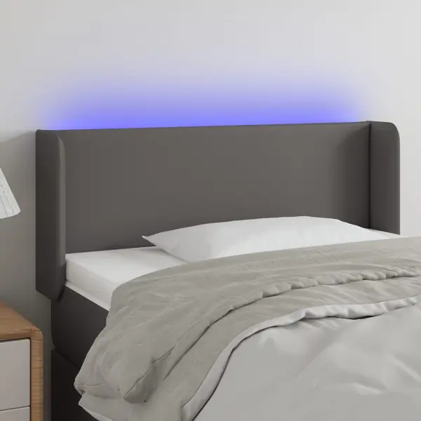 Gossi tablie de pat cu led, gri, 103x16x78/88 cm, piele ecologica