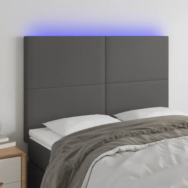 Gossi tablie de pat cu led, gri, 144x5x118/128 cm, textil