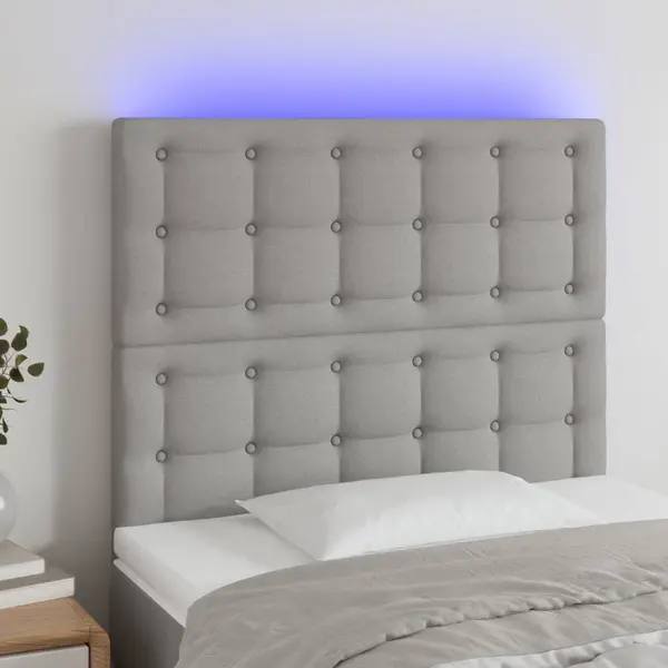 Gossi tablie de pat cu led, gri deschis, 100x5x118/128 cm, textil