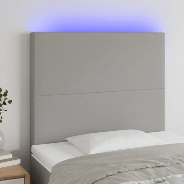 Gossi tablie de pat cu led, gri deschis, 100x5x118/128 cm, textil