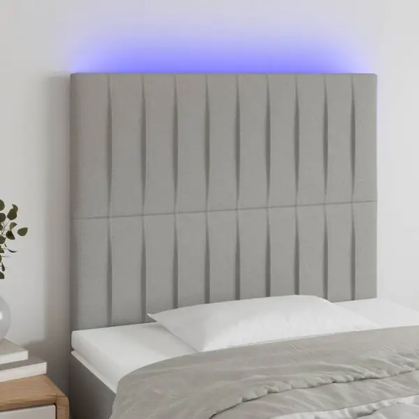 Gossi tablie de pat cu led, gri deschis, 100x5x118/128 cm, textil