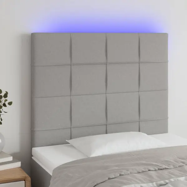 Gossi tablie de pat cu led, gri deschis, 100x5x118/128 cm, textil