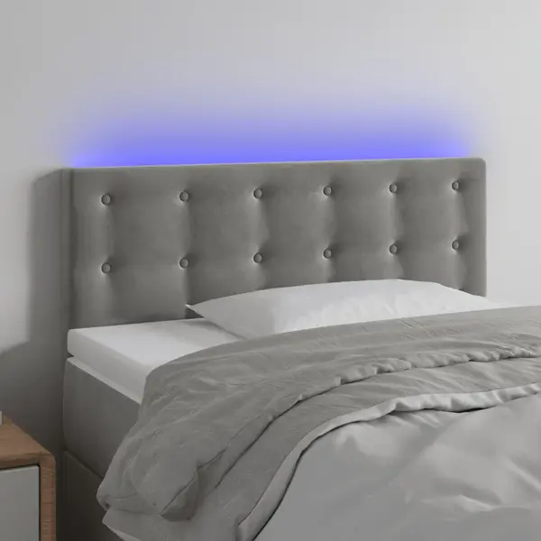 Gossi tablie de pat cu led, gri deschis, 100x5x78/88 cm, catifea