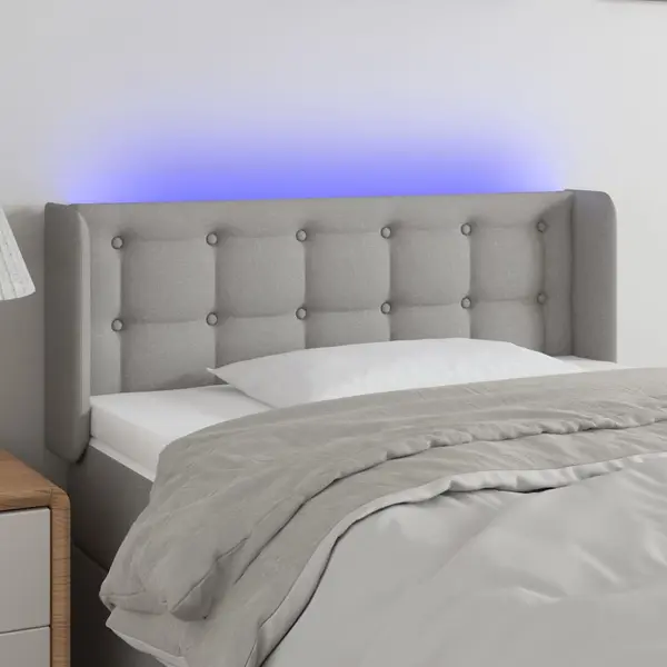 Gossi tablie de pat cu led, gri deschis, 103x16x78/88 cm, textil