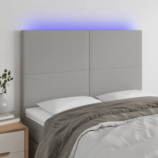 Gossi tablie de pat cu led, gri deschis, 144x5x118/128 cm, textil