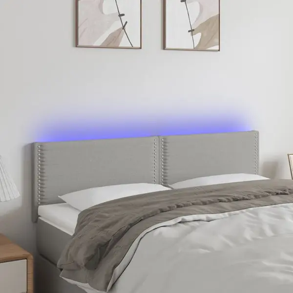 Gossi tablie de pat cu led, gri deschis, 144x5x78/88 cm, textil