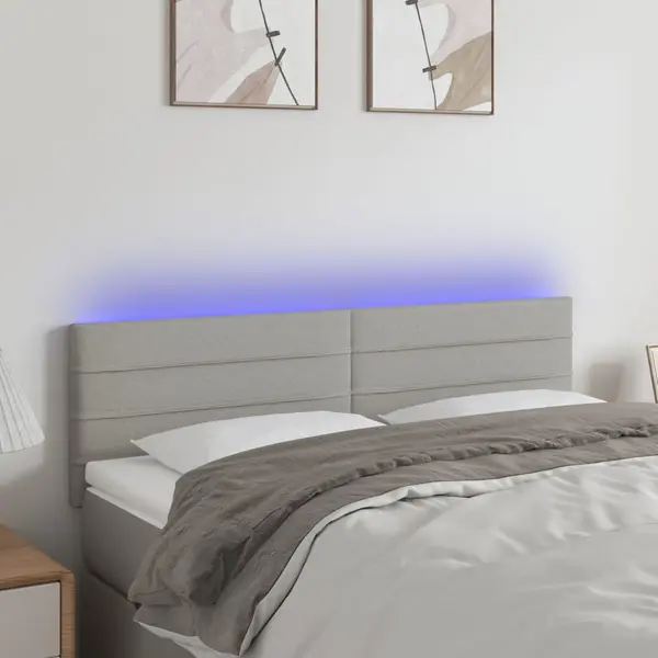 Gossi tablie de pat cu led, gri deschis, 144x5x78/88 cm, textil