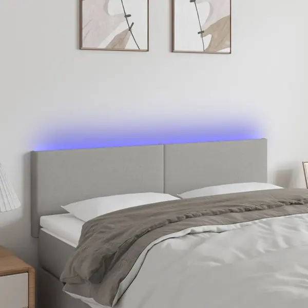 Gossi tablie de pat cu led, gri deschis, 144x5x78/88 cm, textil