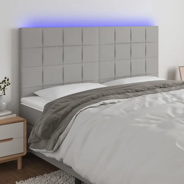Gossi tablie de pat cu led, gri deschis, 160x5x118/128 cm, textil