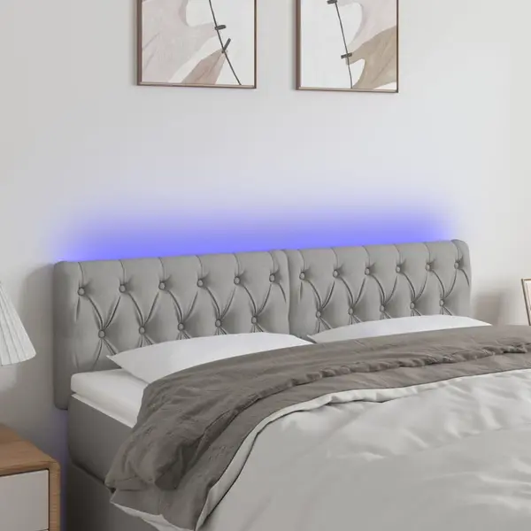 Gossi tablie de pat cu led, gri deschis, 160x7x78/88 cm, textil