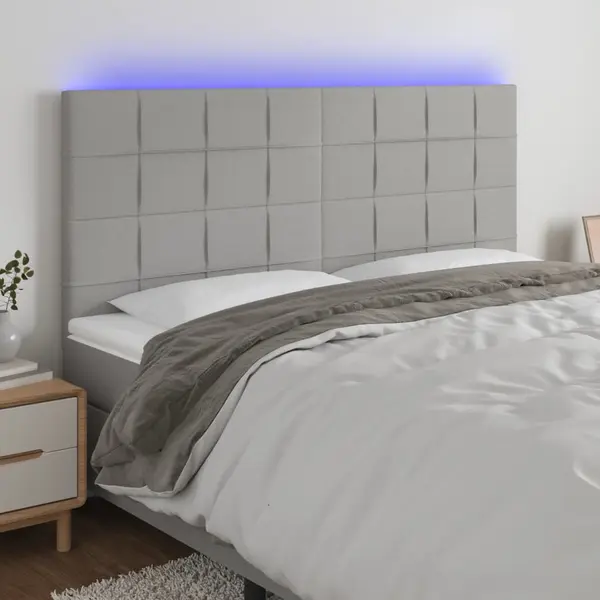 Gossi tablie de pat cu led, gri deschis, 180x5x118/128 cm, textil