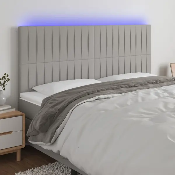 Gossi tablie de pat cu led, gri deschis, 180x5x118/128 cm, textil