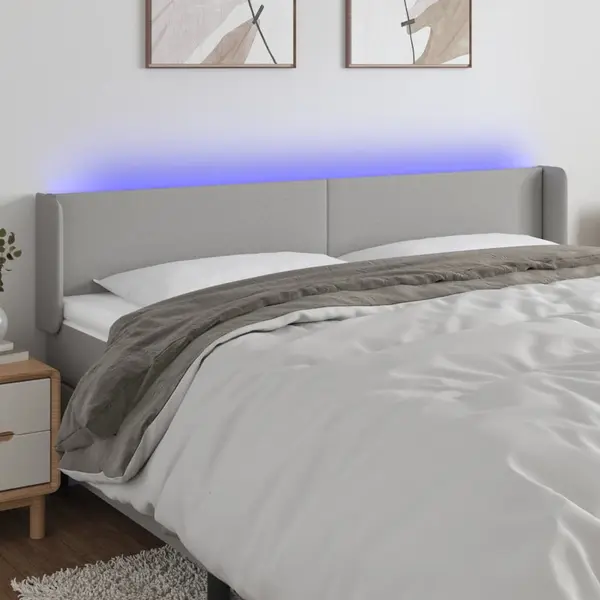 Gossi tablie de pat cu led, gri deschis, 183x16x78/88 cm, textil