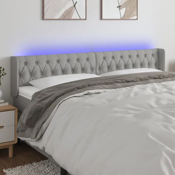 Gossi tablie de pat cu led, gri deschis, 183x16x78/88 cm, textil