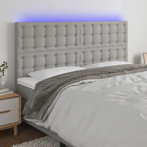 Gossi tablie de pat cu led, gri deschis, 200x5x118/128 cm, textil