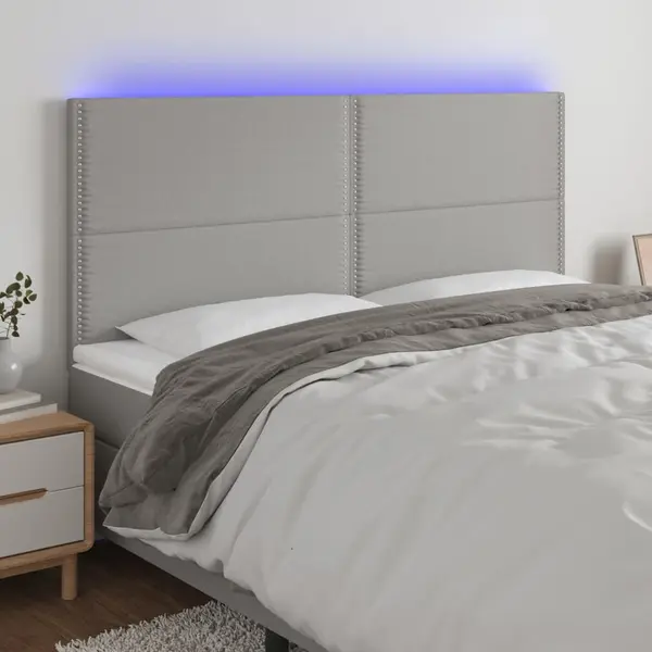 Gossi tablie de pat cu led, gri deschis, 200x5x118/128 cm, textil