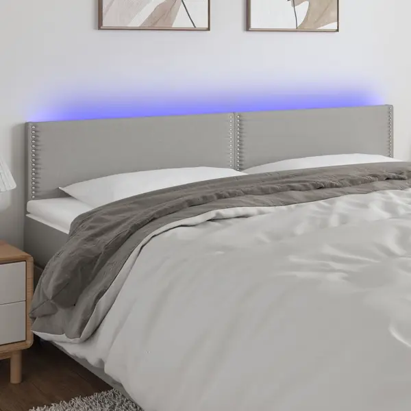 Gossi tablie de pat cu led, gri deschis, 200x5x78/88 cm, textil