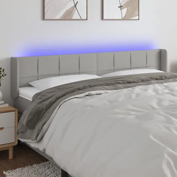Gossi tablie de pat cu led, gri deschis, 203x16x78/88 cm, textil