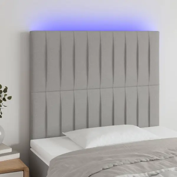 Gossi tablie de pat cu led, gri deschis, 80x5x118/128 cm, textil