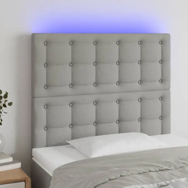 Gossi tablie de pat cu led, gri deschis, 80x5x118/128 cm, textil