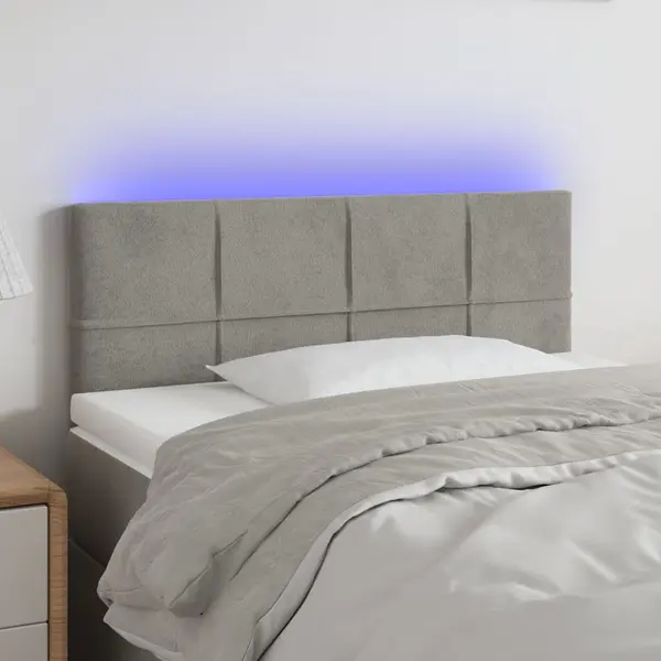 Gossi tablie de pat cu led, gri deschis, 80x5x78/88 cm, catifea
