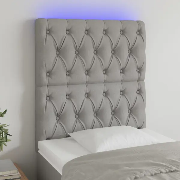 Gossi tablie de pat cu led, gri deschis, 80x7x118/128 cm, textil
