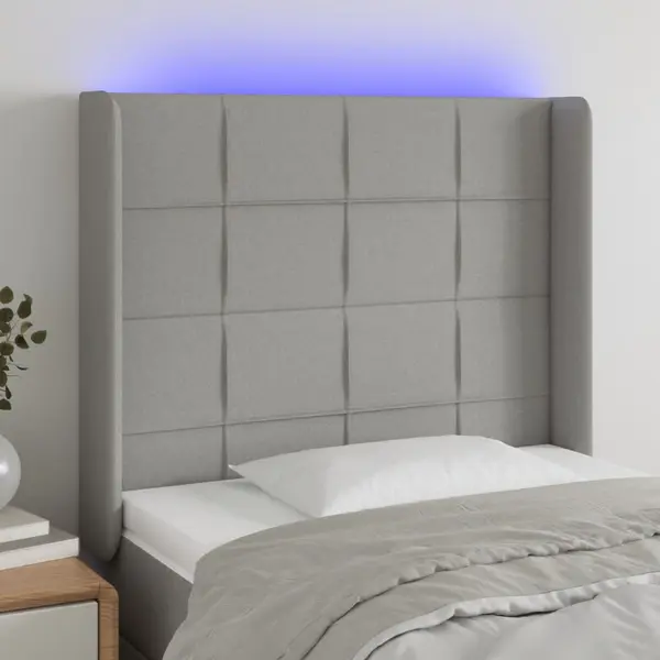 Gossi tablie de pat cu led, gri deschis, 83x16x118/128 cm, textil