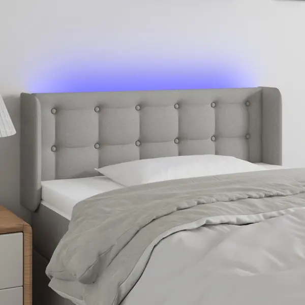 Gossi tablie de pat cu led, gri deschis, 83x16x78/88 cm, textil