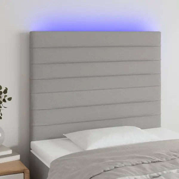 Gossi tablie de pat cu led, gri deschis, 90x5x118/128 cm, textil