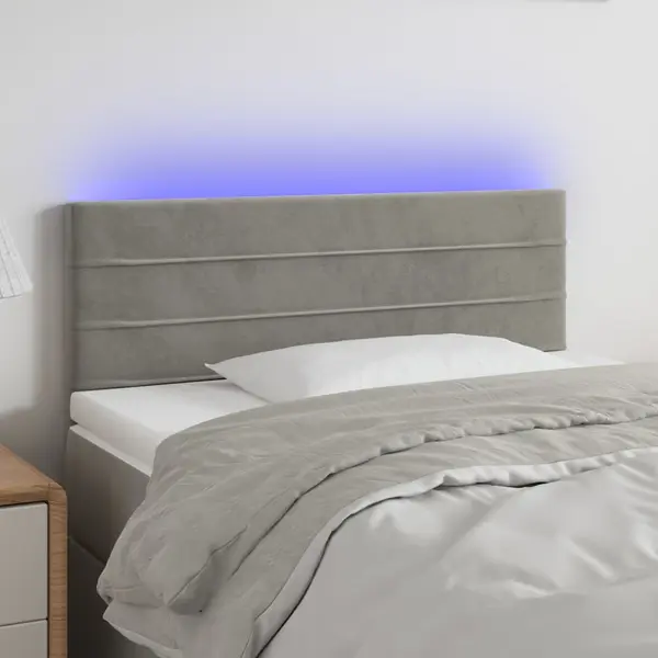 Gossi tablie de pat cu led, gri deschis, 90x5x78/88 cm, catifea
