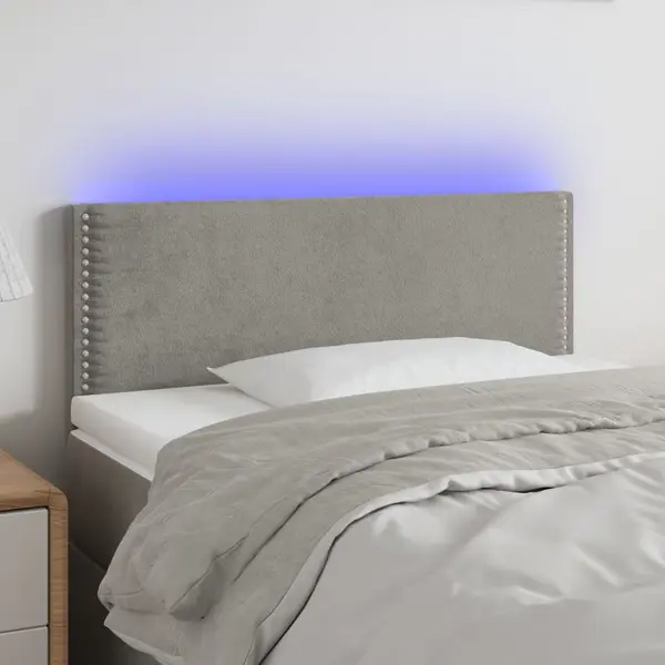 Gossi tablie de pat cu led, gri deschis, 90x5x78/88 cm, catifea