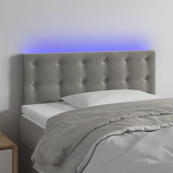 Gossi tablie de pat cu led, gri deschis, 90x5x78/88 cm, catifea