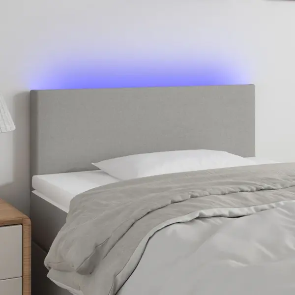 Gossi tablie de pat cu led, gri deschis, 90x5x78/88 cm, textil