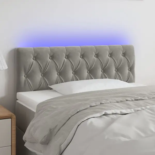 Gossi tablie de pat cu led, gri deschis, 90x7x78/88 cm, catifea