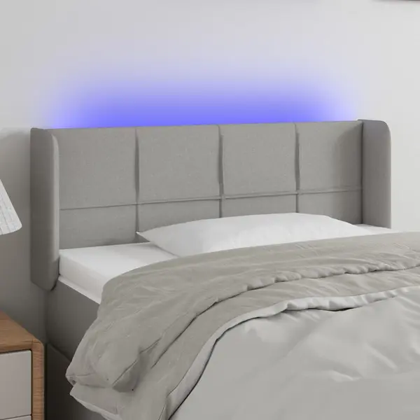 Gossi tablie de pat cu led, gri deschis, 93x16x78/88 cm, textil