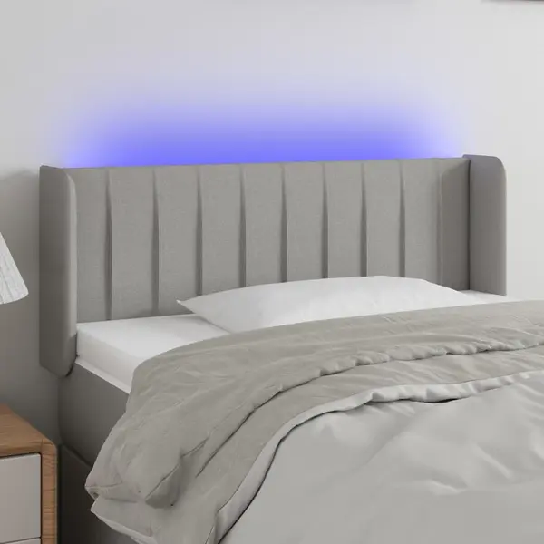 Gossi tablie de pat cu led, gri deschis, 93x16x78/88 cm, textil